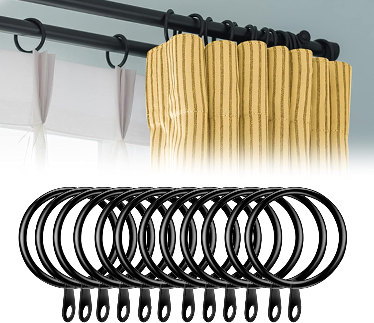 zhibeisai 40 Pack Curtain Rings Metal Curtain Hanging Rings for Window