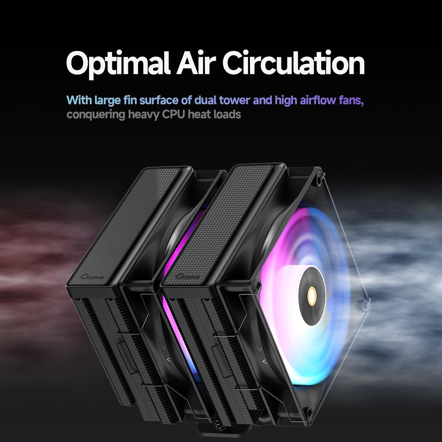 Delta A62 ARGB CPU Cooler,CPU Air Cooler with ARGB Function,120MM Hydraulic Bearing Silence PWM Fan,6 Copper Heat Pipes,Computer CPU Cooling Fan for AMD AM4/AM5,Intel LGA 115X/1200/1700/1851,BK