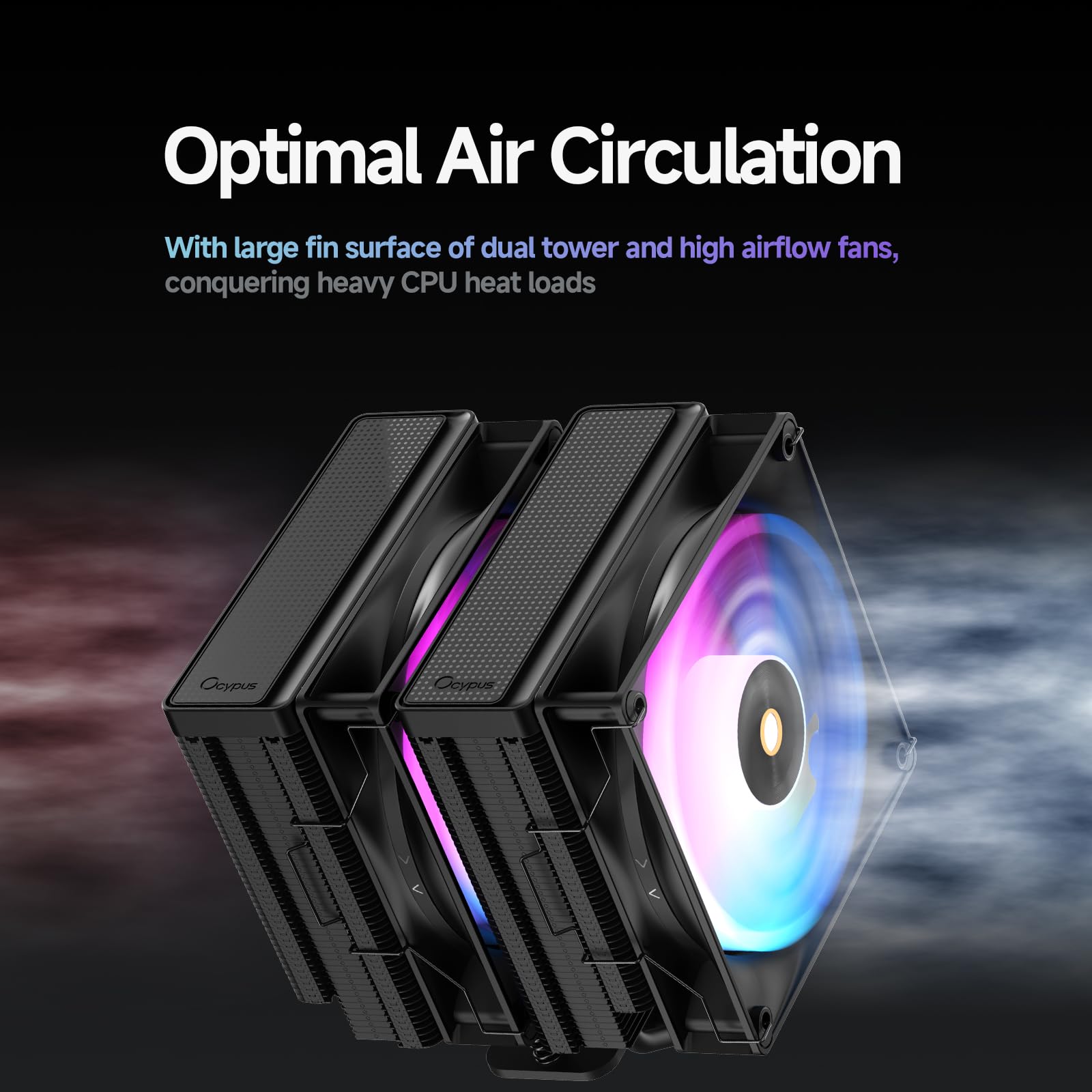 Delta A62 BK ARGB CPU Ventirad, Deux Ventilateurs PWM Silencieux de 120 mm avec Roulement Hydraulique, 6 Caloducs, pour AMD AM4/AM5 et Intel LGA 115X/1200/1700/1851
