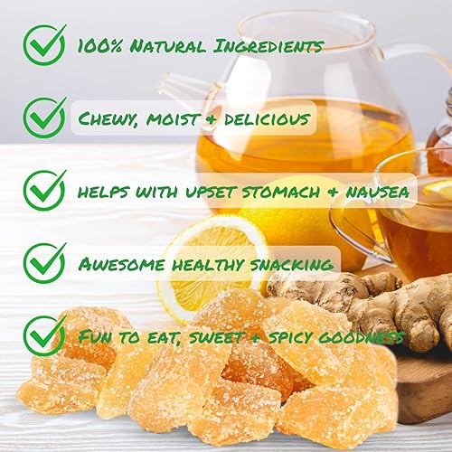 Miniatura 2 de It's Delish, trozos de jengibre cristalizados de 2 libras a granel  Caramelo natural de fruta de jengibre seco confitado, raíz de jengibre con