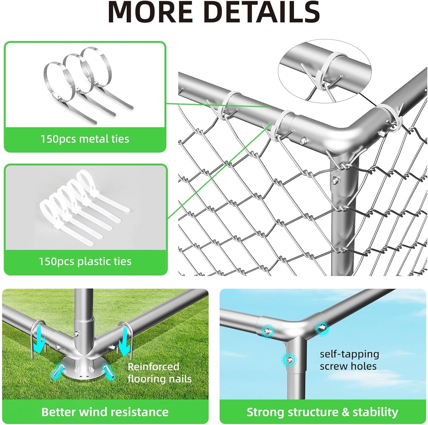 7.8'x7.8' Outdoor Dog Kennel Outside Large Heavy Duty Dog Enclosure with Waterproof Cover and Security Lock
