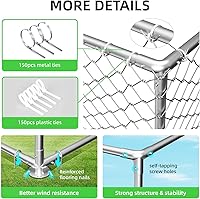 Vista 4 de Perrera para perros al aire libre de 7.8 x 7.8 pies con puerta de metal, bolígrafos para perros con techo, perrera resistente para uso en granja