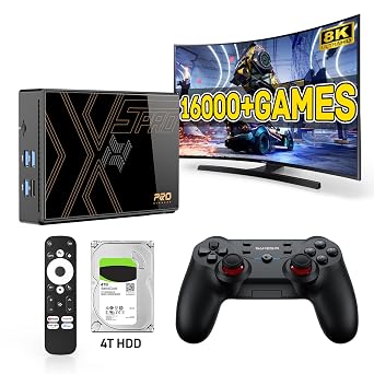 Kinhank Super Console X5 PRO with 16000+ Games, Retro Game Console with Rockchip RK3588S Processor,SATA 3.1 Support & Game/TV Mode,8K UHD TV Output, Bluetooth 5.0, with Wireless Controller