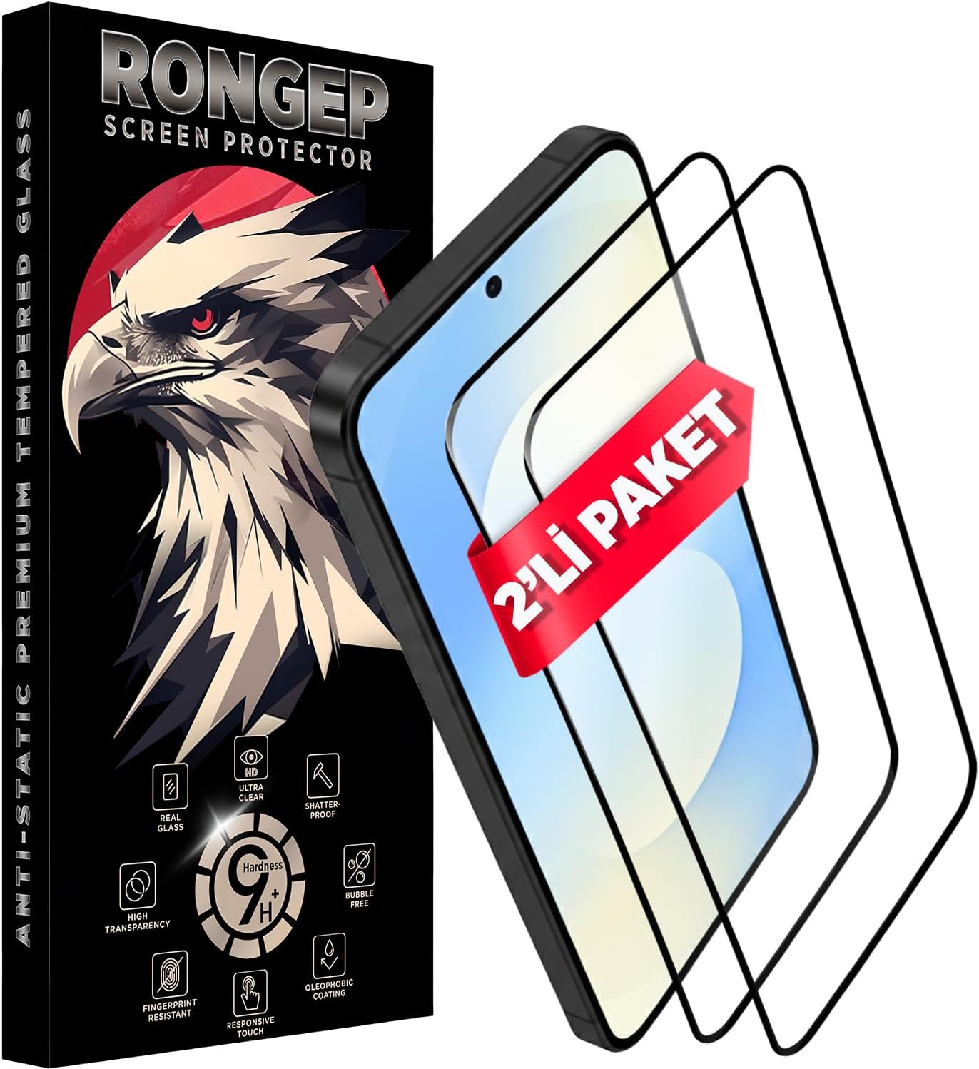 Rongep [2'li Paket] Samsung Galaxy S25 FE için Ekran Koruyucu 9H Sertlikte Anti-Static Temperli Cam Netlik ve Dokunmayı Etkilemeyen Darbelere Karşı Samsung S25 FE Ekran Koruyucu (2'li Paket)