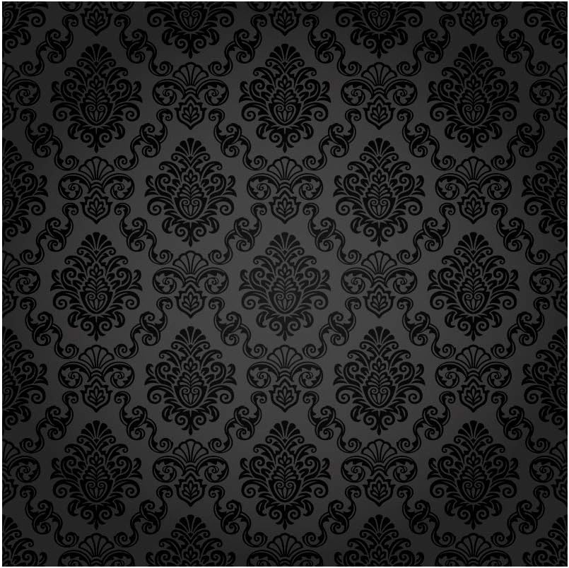 Haoyiyi 8x8ft Black Damask Floral Pattern Backdrop Vintage Classic Flower Pattern Interior Room Retro Dark Wall Photography Background Girl Kid Adult Artistic Portrait Photo Studio Wallpaper Props