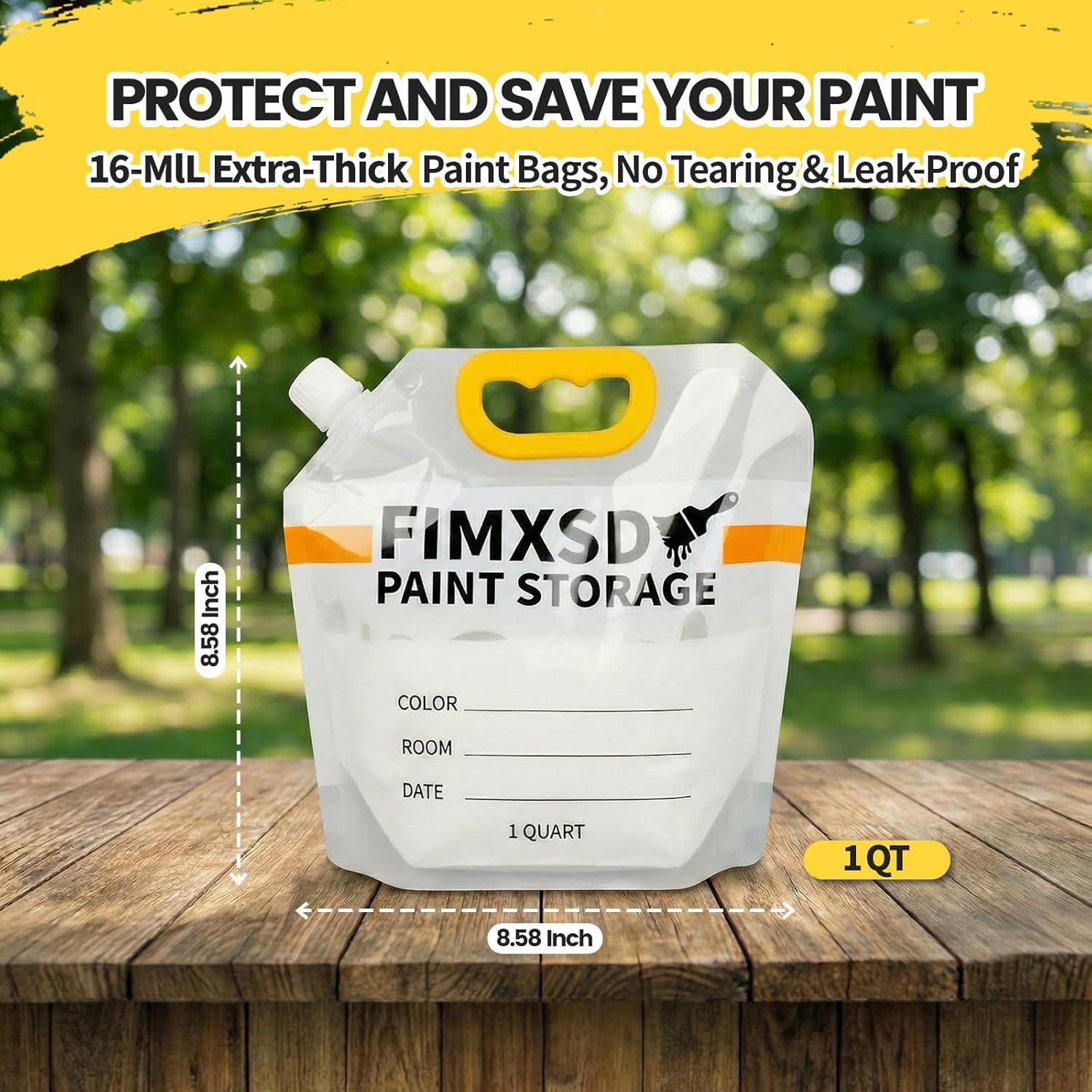 10 Pack Paint Storage Bags - 16-Mil Ultra-Thick Airtight Paint Pouches with Funnel - Reusable Leftover Paint Containers for Home Touch Ups and Professional Painters (1QT)