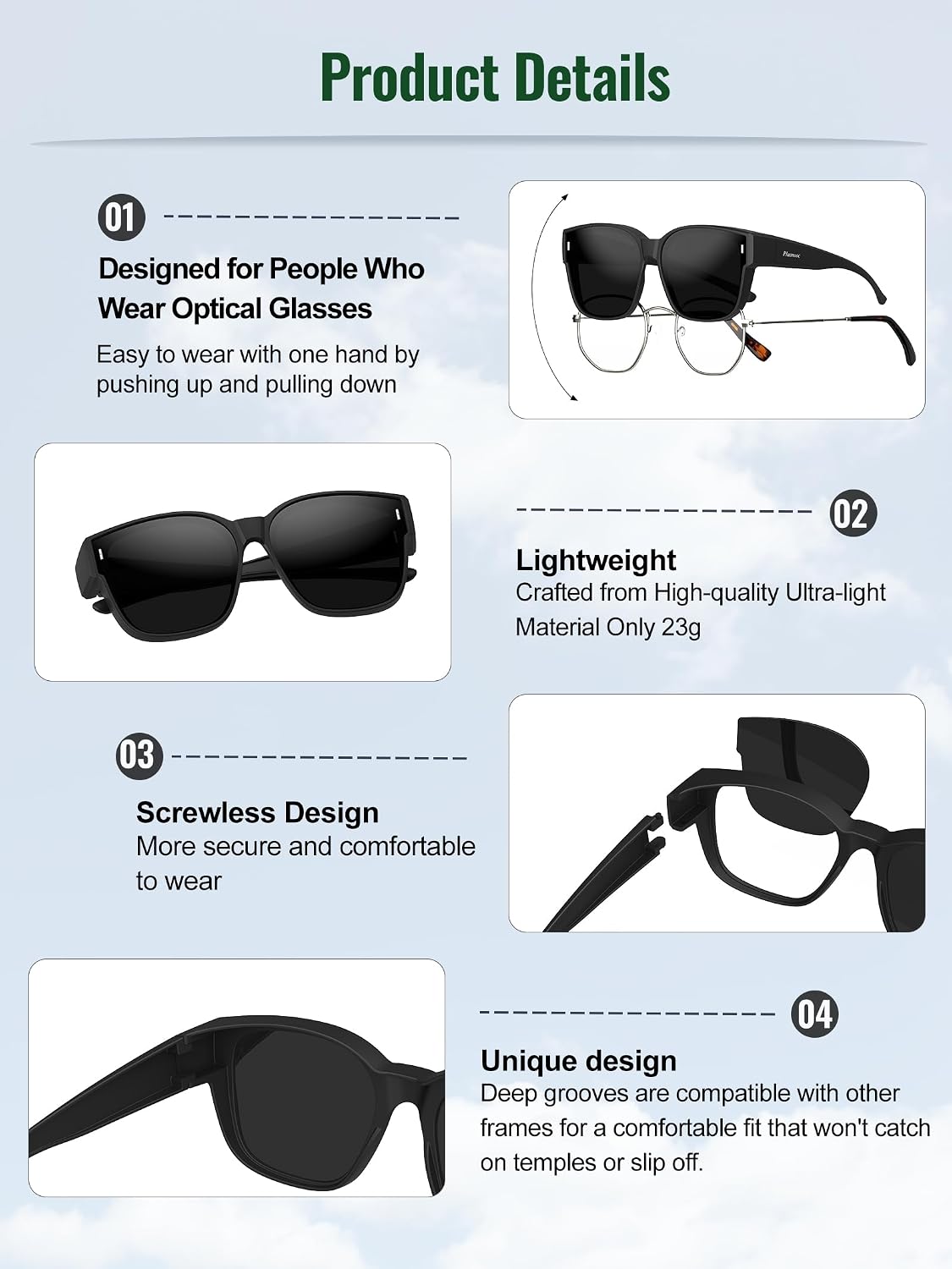 Fit Over Glasses Sunglasses for Women Men,Oversized Polarized Sunglasses for Cover Prescription Glasses UV400
