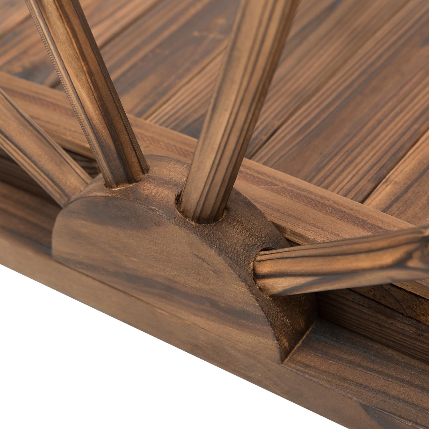 3.3Ft Wooden Garden Bridge - Arc Footbridge, Half-Wheel Railings & Solid Fir Construction