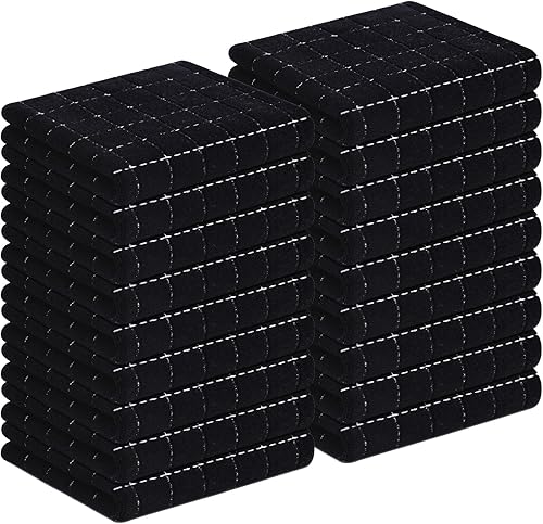 Miniatura 45 de Homaxy Toallas de cocina de rizo de algodón 100% (gris oscuro, 13 x 28 pulgadas), diseño a cuadros, suaves y súper absorbentes, paquete de 8