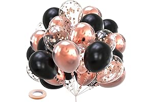 Kelfara Birthday Decorations Rose Gold and Black 60Pcs