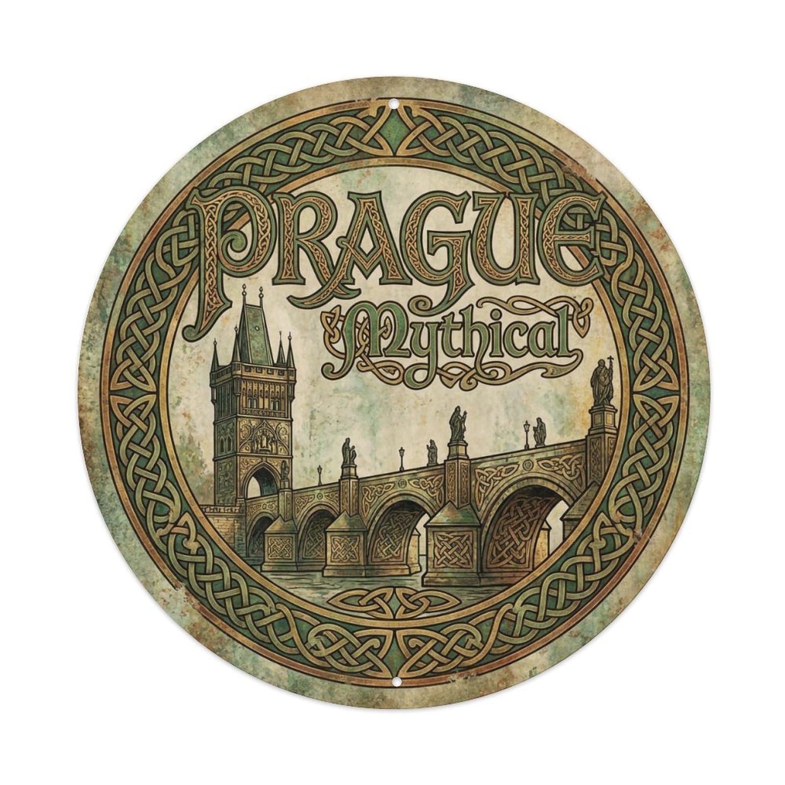 Vintage Travel Prague Czechia Legendary Metal Tin Sign