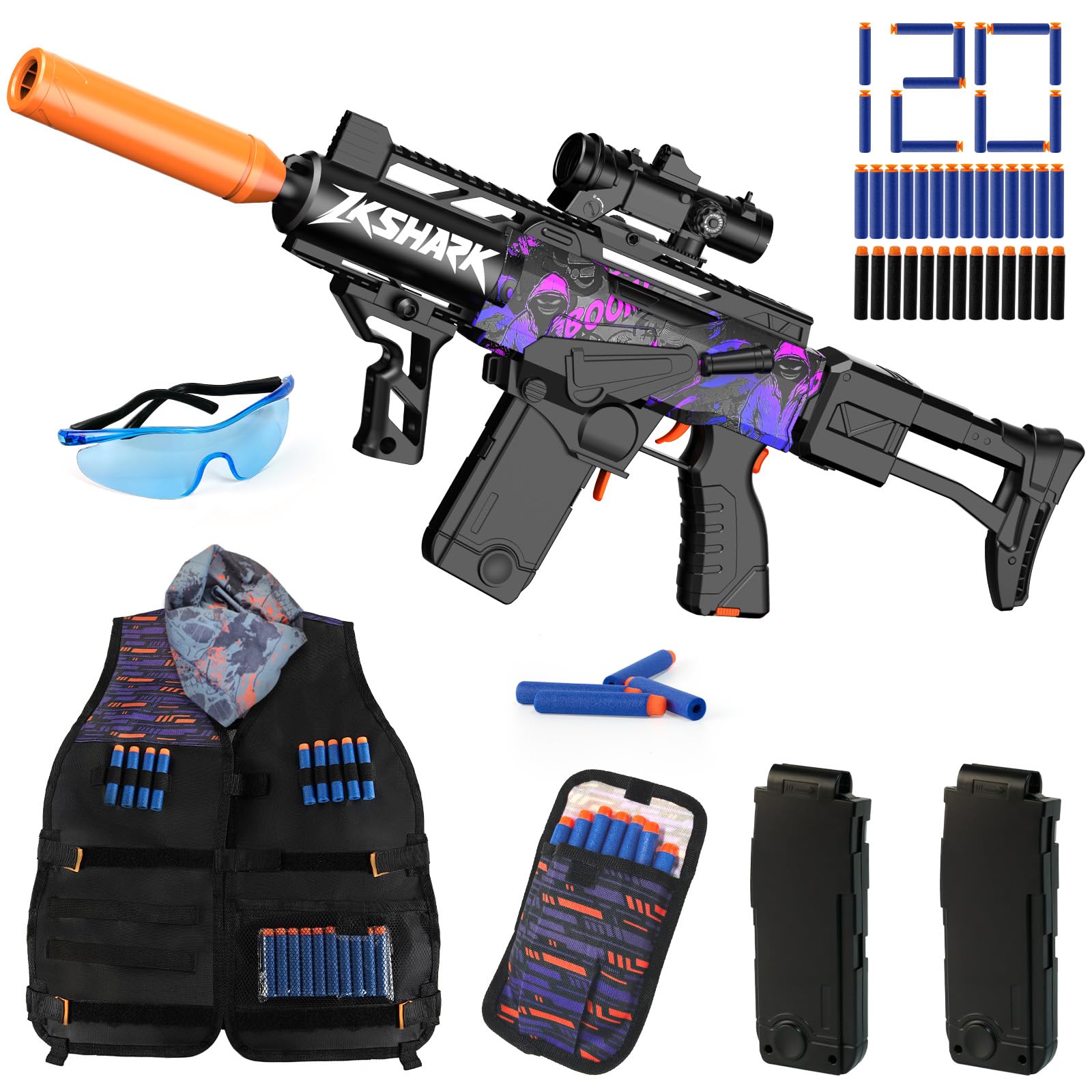 Electric Toy Gun Automatic Sniper Toy Rifle, Graffiti Toy Foam Blaster Set