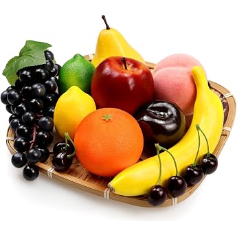 Lorigun Artificial Fruits for Decoration Fake Fruit Props 10 Types of Fruits Total 12 Pieces