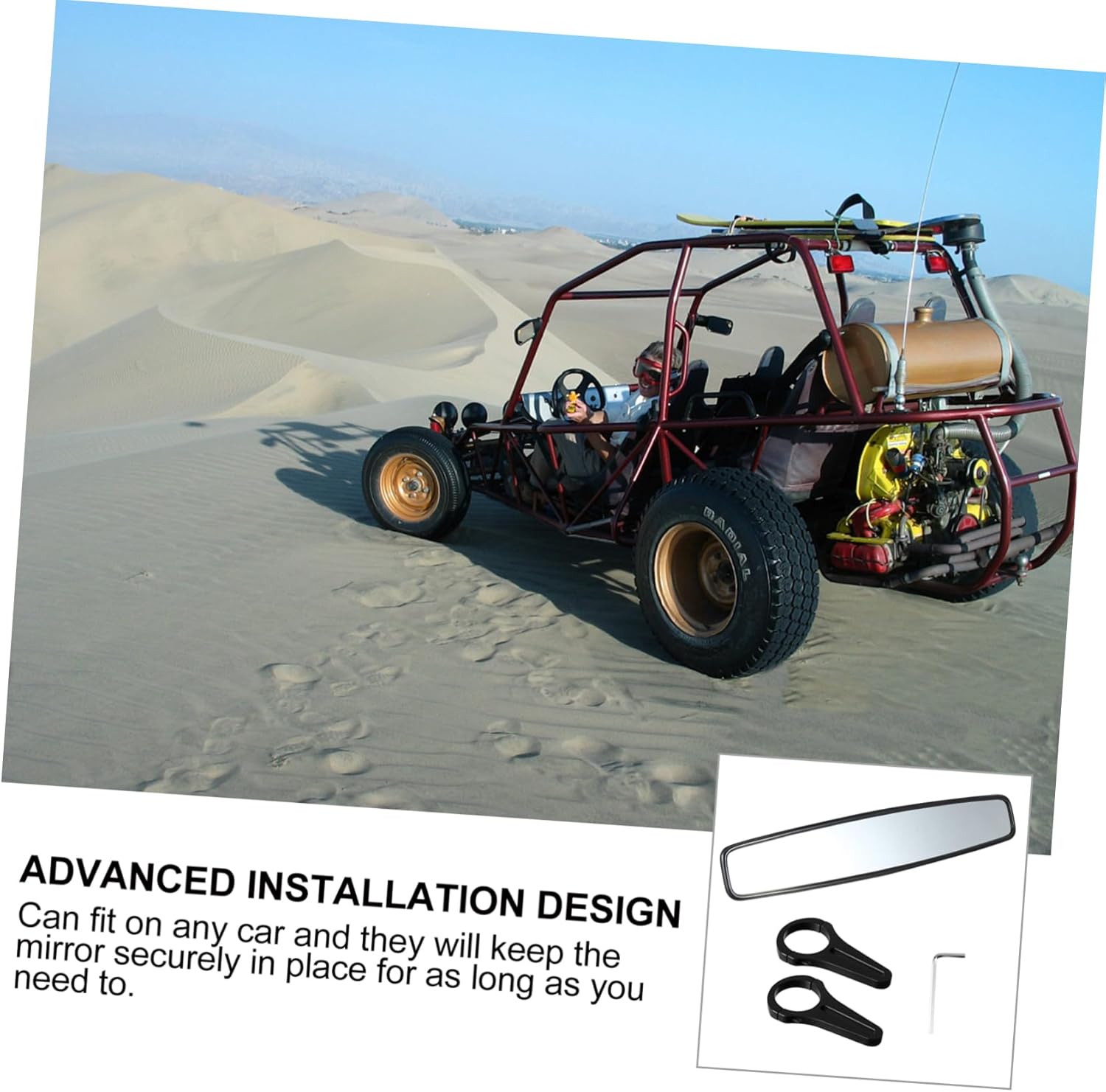 Wide Angle Rearview Mirror for UTV ATV Off-Road Vehicles Adjustable Convex Auxiliary Car Mirror Enhanced Visibility for Safe Reversing