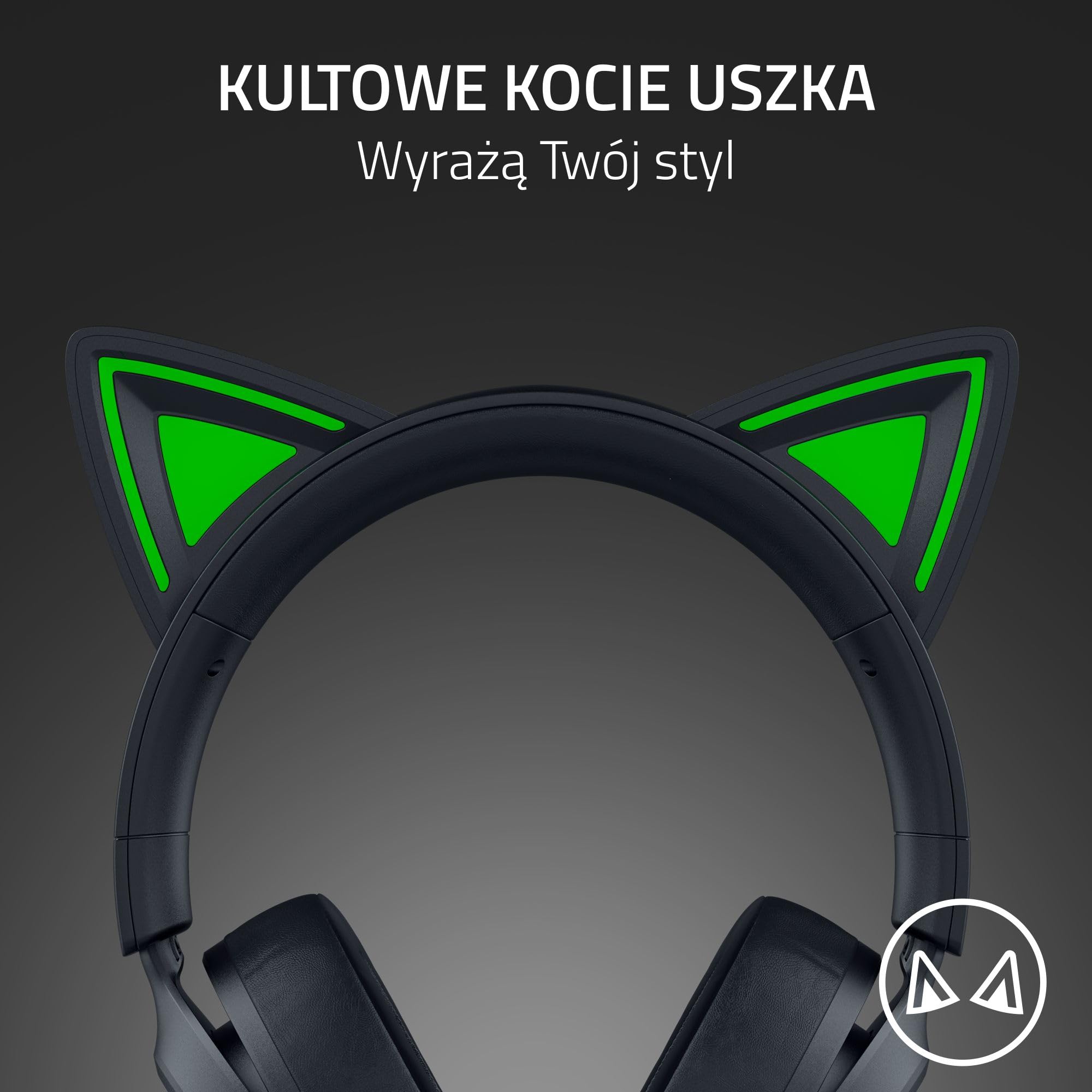 Razer Kraken Kitty V3 X - przewodowy zestaw słuchawkowy Kitty do gier - kultowe uszy Kitty - lekki, waży tylko 270g - mikrofon HyperClear Cardioid - przetworniki TriForce 40mm | Czarny
