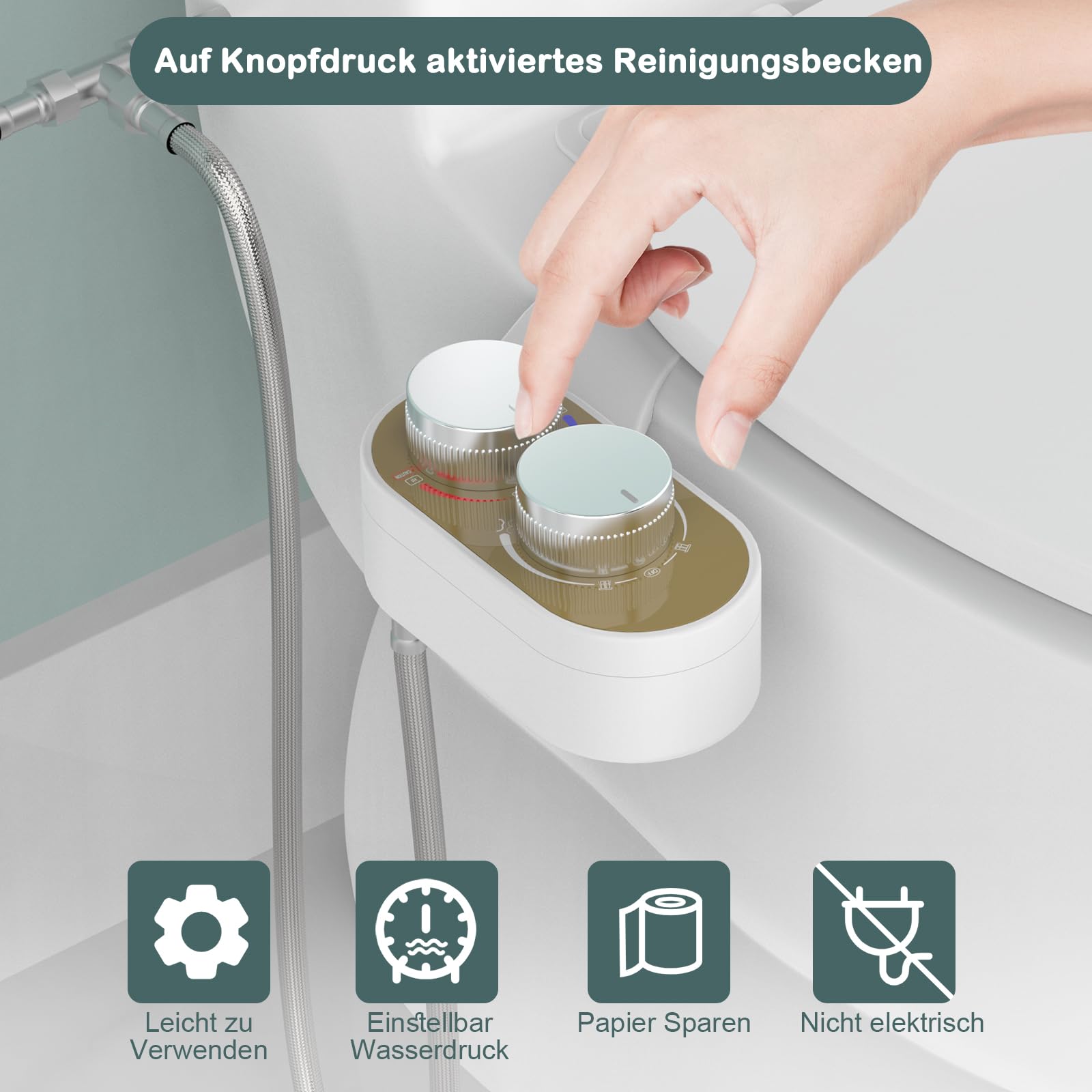 VEVOR Bidetaufsatz Non-Electric - Ultradünner WC-Sitz Mit 2 Einziehbaren Düsen & Druckregulierung