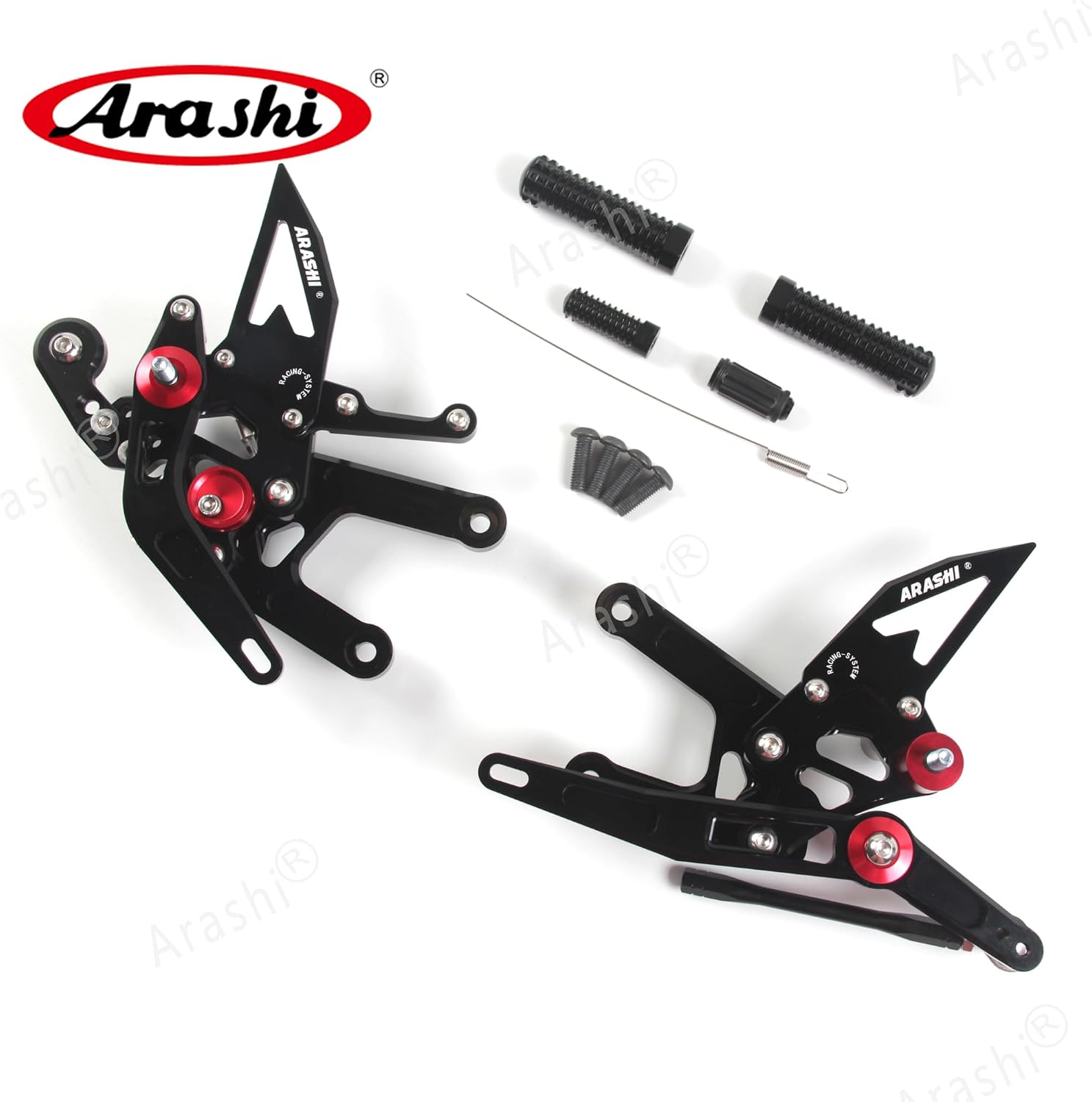 Arashi Version 2.0 Adjustable Rearsets for Yamaha YZF R6 2017-2023, Black