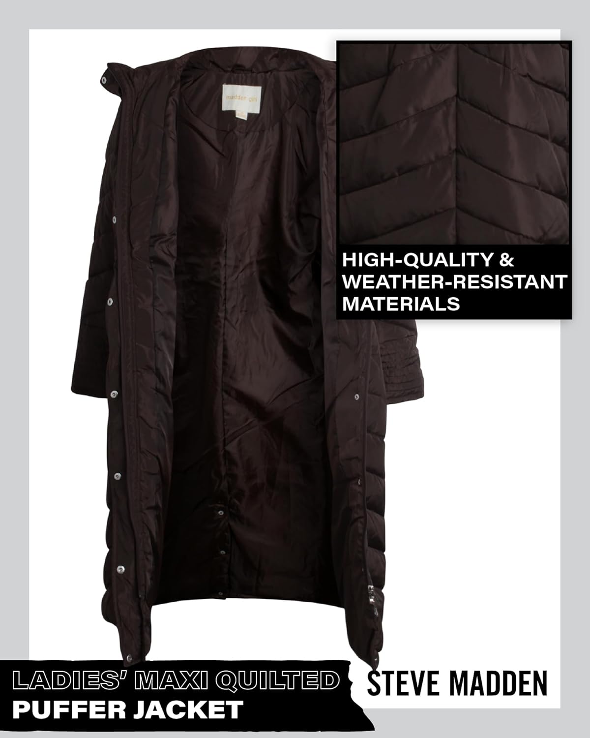 Madden Girl Womens Maxi Puffer Winter Coats - Long Quilted Jackets for Women Weather Resistant Puffer Parka Hooded Jacket - Image 4