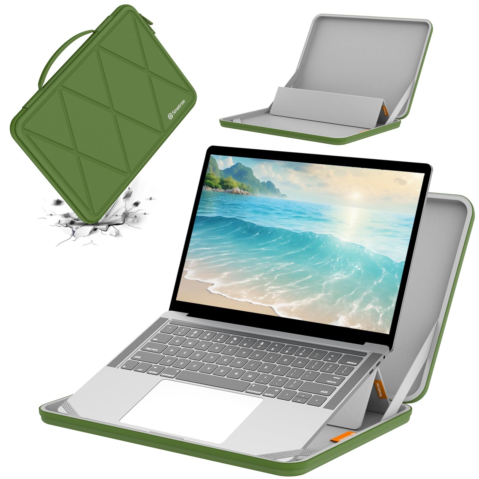 Smatree MS26T custodia rigida in EVA idrorepellente con supporto per 12,2 pollici Samsung Chromebook Plus, 12,2 pollici Samsung Chromebook Plus Notebook custodia borsa(Not per 15 pollici),verde