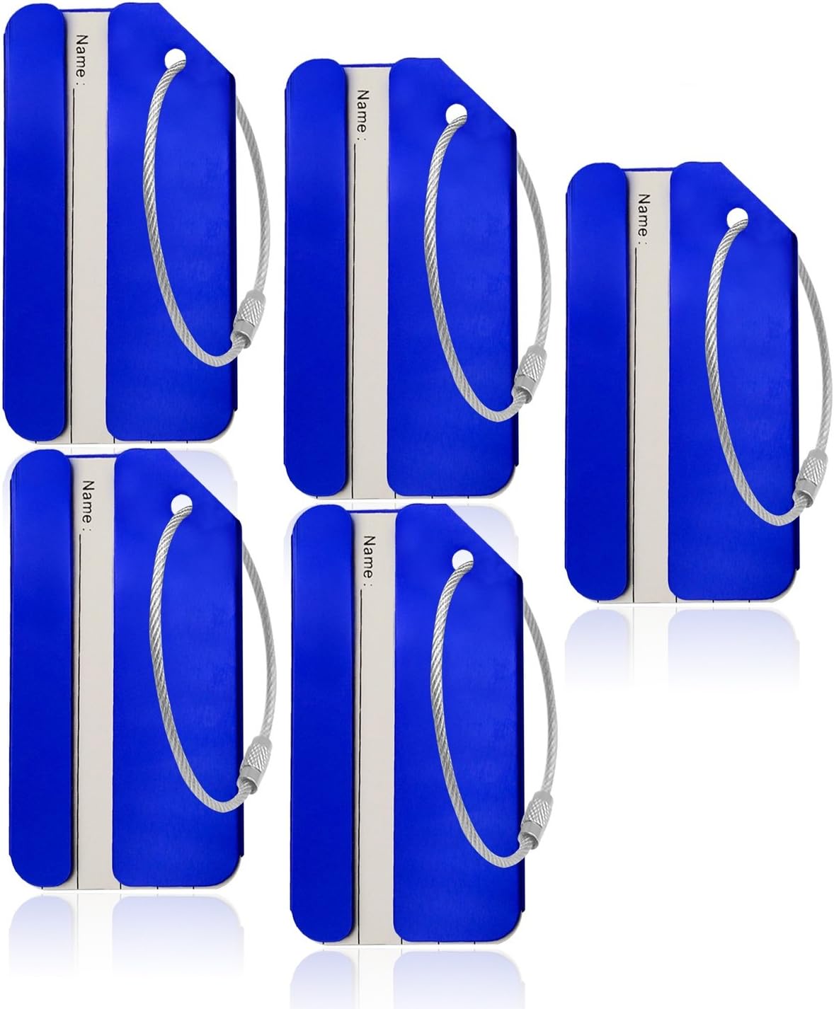 Aluminum Luggage Tag for Luggage Baggage Travel Identifier by LKERLAN (Blue 5pcs)