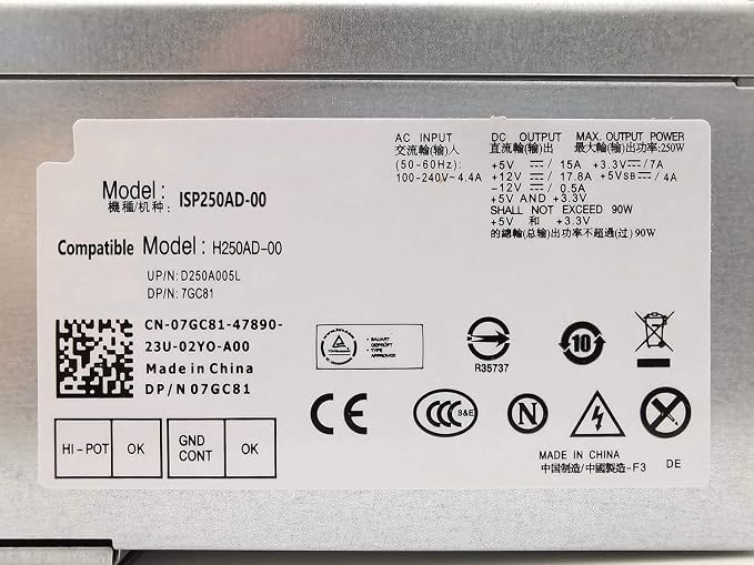 Fuente de poder 250W ATX compatible Optiplex Inspiron Vostro miniatura 2