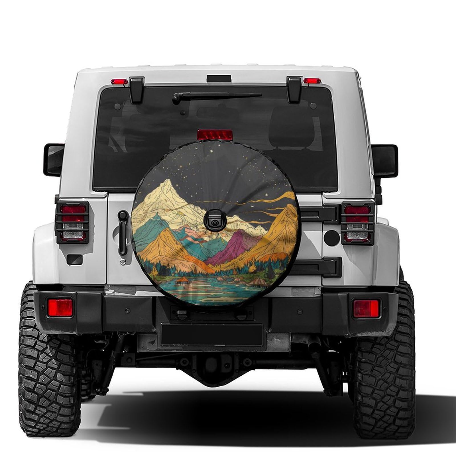 Dujiea GO Camping Spare Tire Cover with Backup Camera Hole, Universal Wheel Tire Cover Tire Protectors for Trailer RV Van SUV Truck Camper and Many Vehicle 14inch
