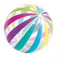 INTEX 107cm Wasserball Beach Ball - Transparent Colorful Rainbow Design, Durable Vinyl PVC with Repair Patch