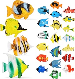 Totority 24 Peças Brinquedos De Peixes Oceânicos Para Crianças Brinquedos De Banho Para Crianças Animais Marinhos Brinquedos De Peixes Para Tanque De Peixes Pequenos Peixes De Plástico