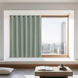 NICETOWN Blackout Curtains 72 inches Long, Grommet Privacy Window Treatment Thermal Insulated Room Darkening Sliding Glass Door Drape for Bedroom Living Room, 1 Panel, W100 x L72, Sage Green