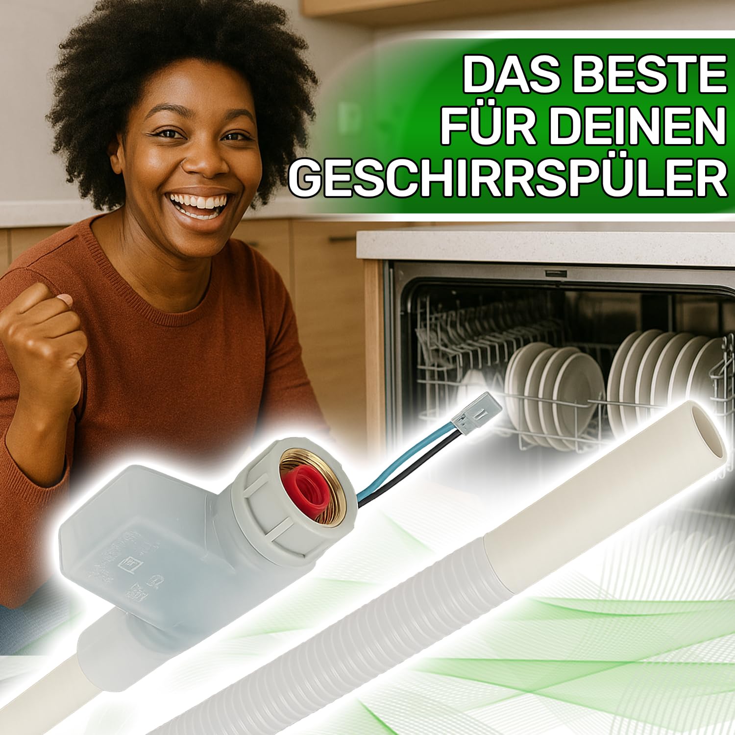 Zulaufschlauch mit Aquastop 1,68 m für Spülmaschine Gesamtlänge 2m 10 bar Tm70°C mit Originalcode 00668113 668113 für Bosch für Siemens für Neff - Garantie 5 Jahre - MADE IN ITALY - ONIX TECH