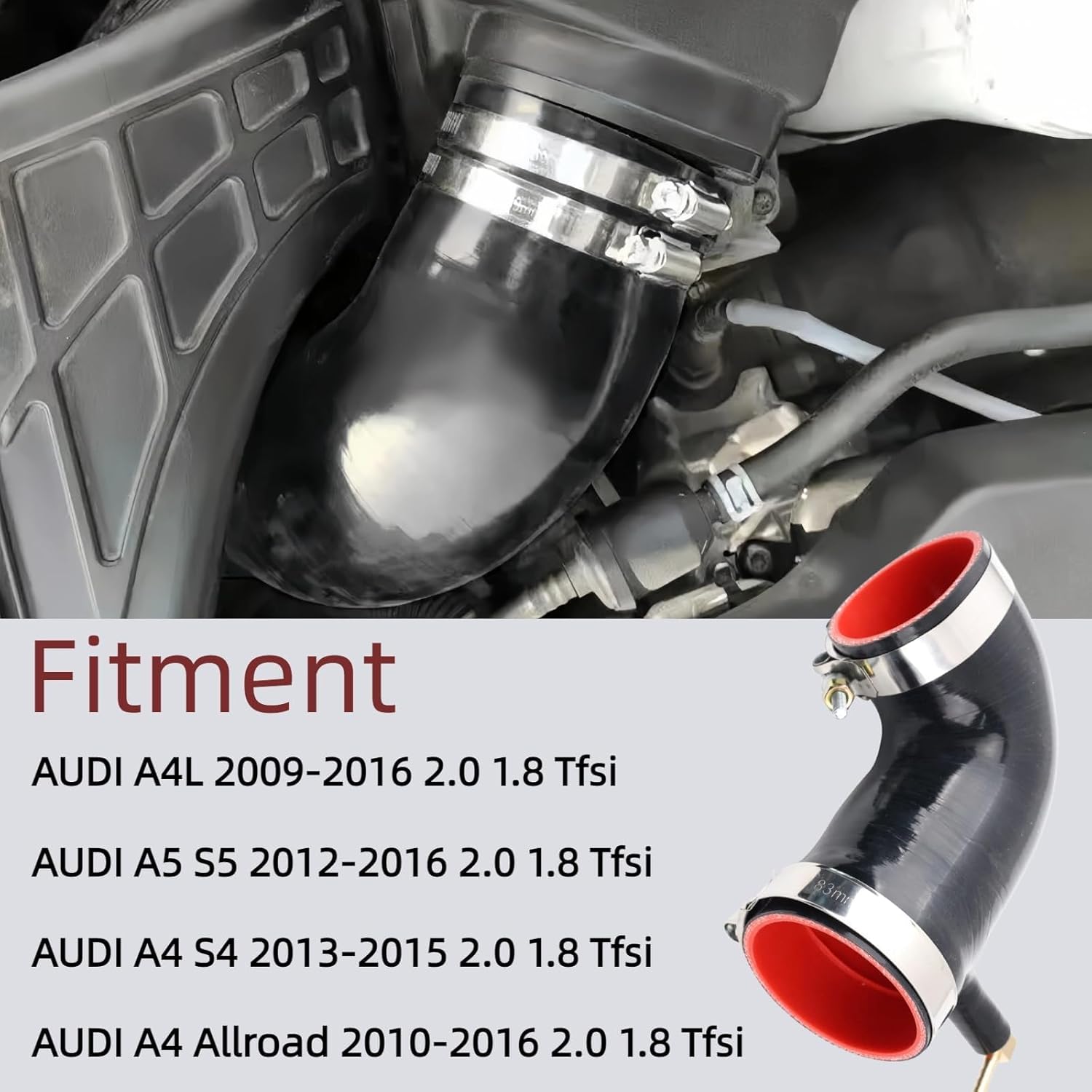 Silicone Turbo Intake Pipe Fit for Audi A4 allroad quattro 2010-2016 / A4 S4 2013-2015 / A4L 2009-2016 / A5 S5 2012-2016, 2.0 1.8 Tfsi 06H129629F
