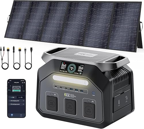 IEE P1800 Tragbare Powerstation mit 500W Solarpanel, 1800W Solar Generator, 0-80
