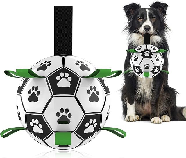 HETOO Dog Toys, Interactive Dog Football Toys with Grab Tabs, Durable Dog Balls for Small Medium Breed Dog Water Toy Indoor & Outdoor