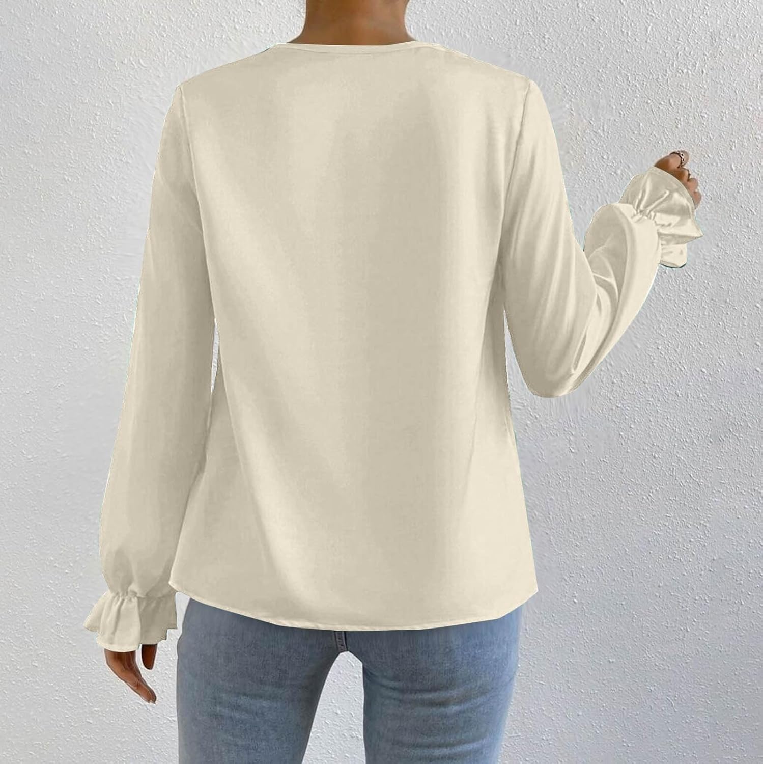 Women's Satin Silk Blouses Dressy Elegant Party Cowl Neck Puff Long Sleeve Shirts Casual Business Office Work Tops