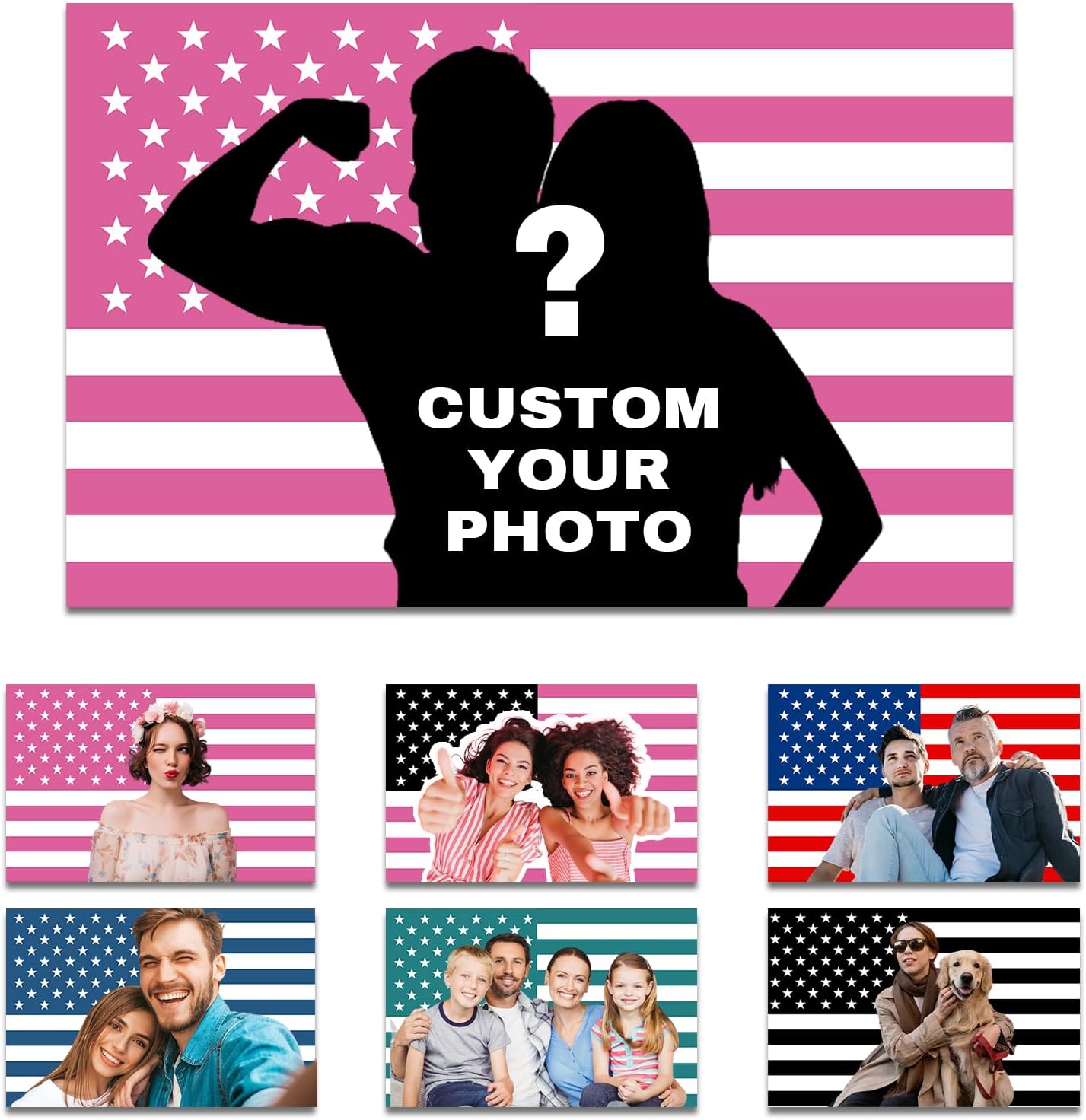 Pink American Flag Custom, Personalized Flags Customizable Flags Pink Tapestry Decoration, Custom Flag Poster for Outdoor, Indoor, Living Room, Bedroom, Garden, Yard, Party