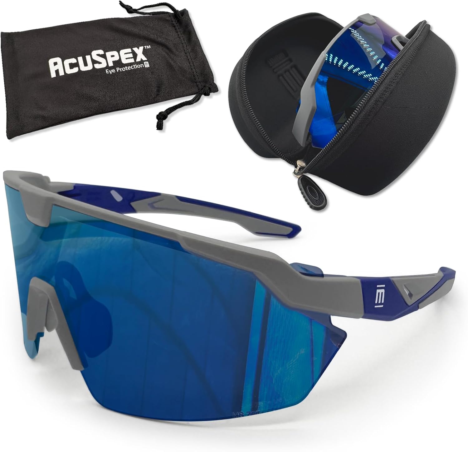 MAGID AcuSpex PA9080 Semi-Frameless Polarized Safety Glasses | 4 Pair | ANSI Z87+| Anti-Fog | Lightweight Wraparound Design | Includes Soft Cleaning Pouch & Hard Case