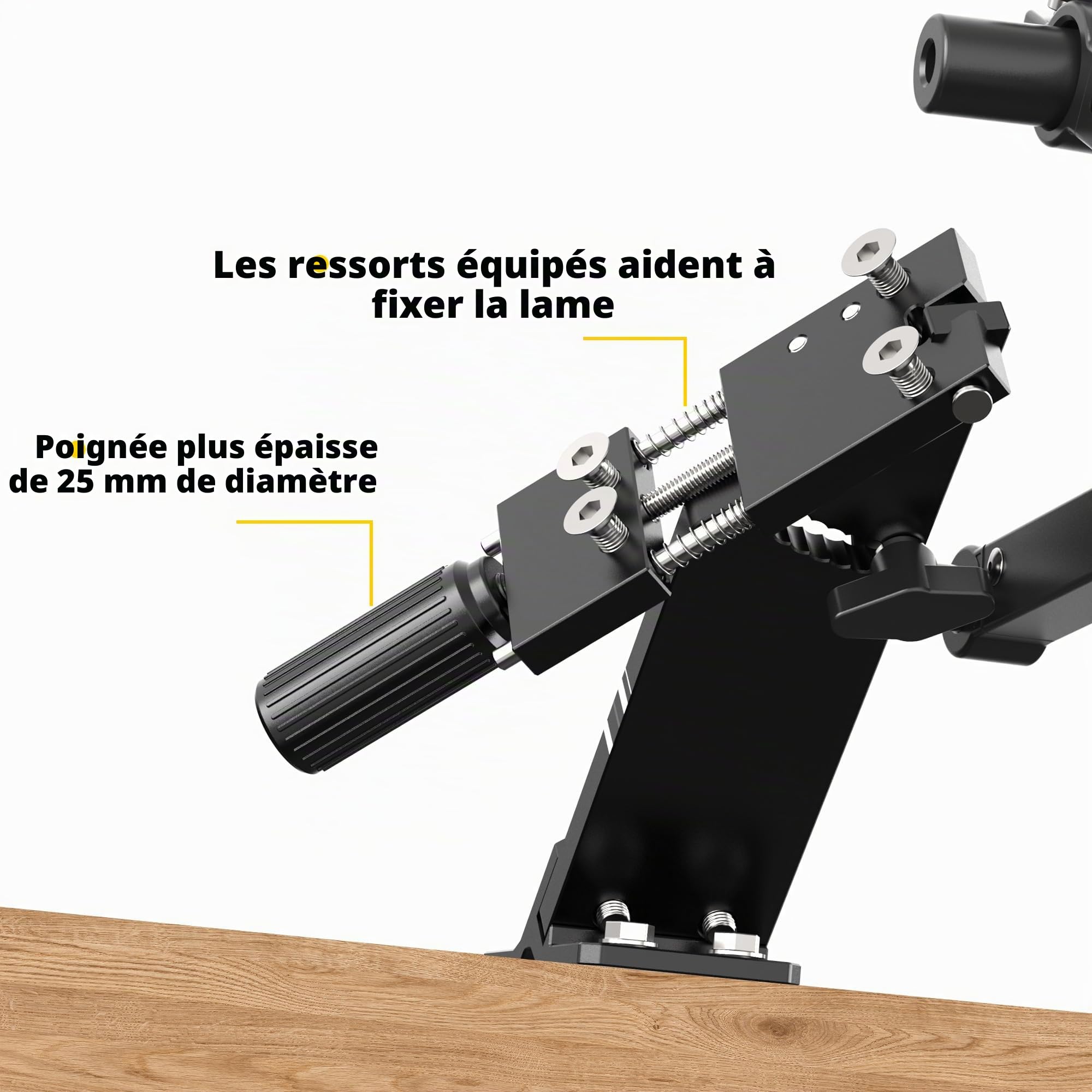 Affûteur de Lame de Tondeuse à Gazon 15° à 45°, modèle amélioré, Cadre réglable avec roulement à Billes, poignée pour Lames Droites et gauches, Compatible avec meuleuse d'angle, Noir