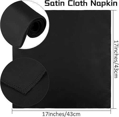 Miniatura 2 de Aneco 12 servilletas de satén de Navidad, servilletas de cena suaves cuadradas para bodas, servilletas de mesa de 17 x 17 pulgadas para Navidad,