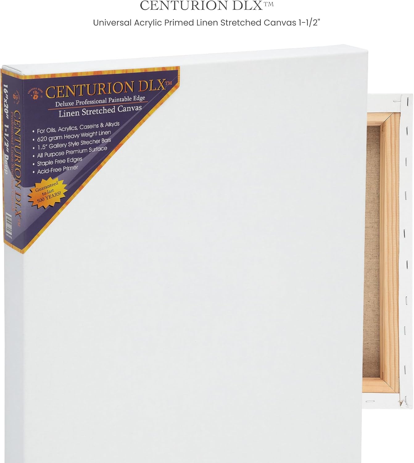 Centurion DLX Acrylic Primed Linen Stretched Canvases - 1.5" Deep Acrylic Primed Linen Canvas for Artists, Acrylics, Painting, Professionals, & More! - [3 Pack - 9x12]