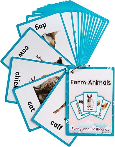 Lilias Tarjetas flash de animales de granja, juguetes de aprendizaje para niños pequeños, juguetes de aprendizaje preescolar, suministros de