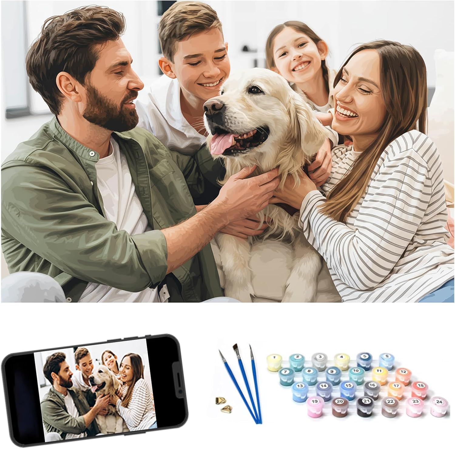 Custom Paint by Numbers from Photo Kit - Personalized DIY Canvas with Photo Upload Create Your Own Masterpiece for Adults,Teens, Gift for Couples (Framed, 16X20IN)