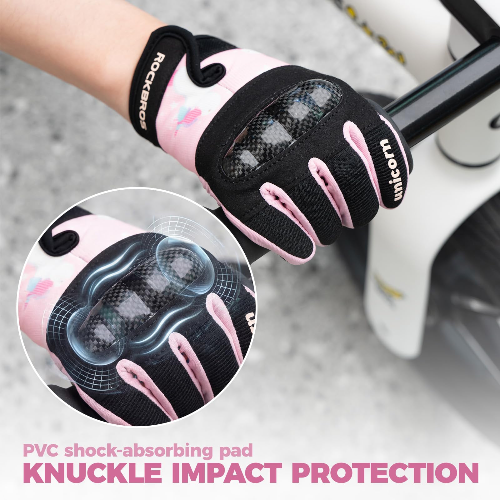 ROCKBROS Guantes de Ciclismo para Niños con Protección para los Nudillos