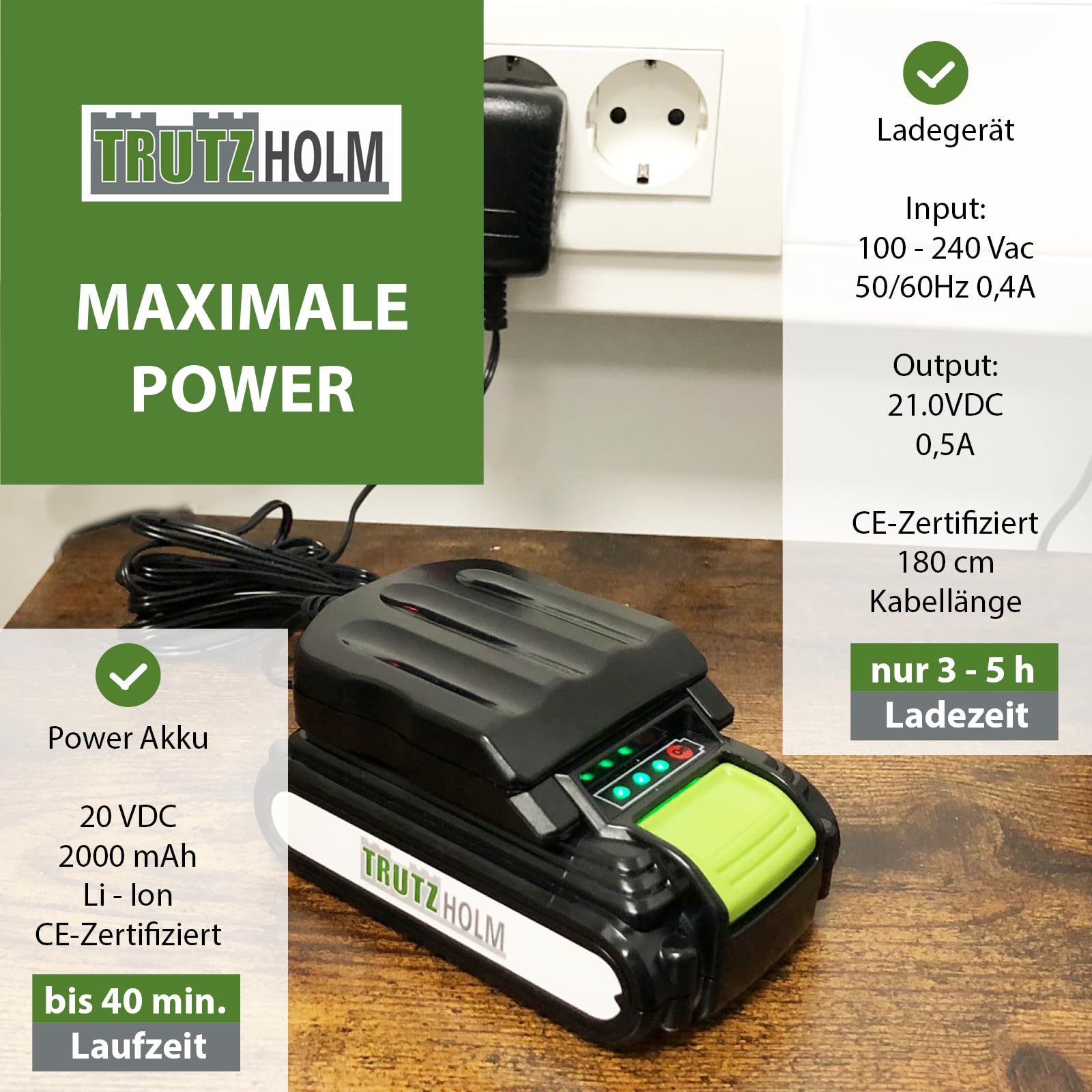 TRUTZHOLM Akku Fugenreiniger 20V inkl. 2x Akku 2.0Ah wechselbare Fugenbürsten Teleskopstiel