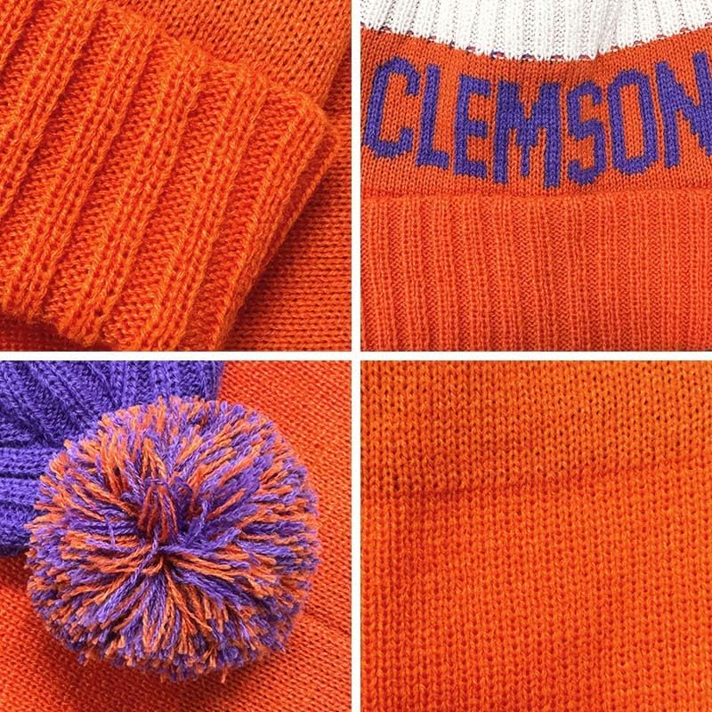 College Team Color Beanie - Fashion Knit Pom-Pom Hat Soft Headwear Cuffed Winter Hat Sport Fans Gift for Men Women Kids - Image 5