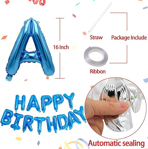 Miniatura 3 de Globos que forman la frase HAPPY BIRTHDAY de color azul oscuro, 16 pulgadas, aluminio mylar, globos reutilizables para cumpleaños de hombres,