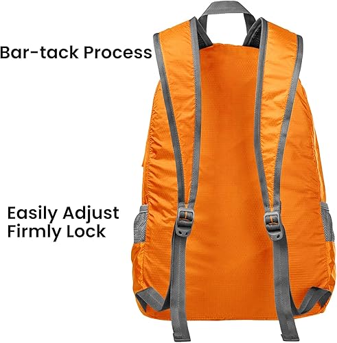 Miniatura 18 de G4Free Ultra Ligero plegable Mochila Senderismo bolsa de diario, práctico plegable camping al aire libre mochila beige (A-Beige)