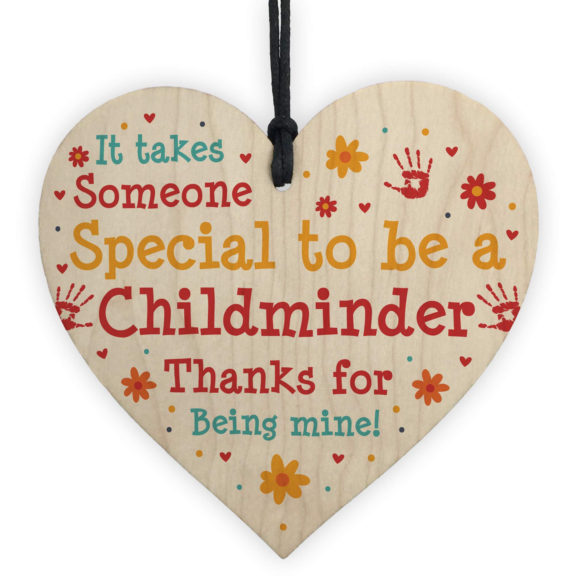 Red Ocean Multicolor Thank You Gift For Childminder Wooden Heart Sign Leaving Gift Babysitter Thank You Present From Child Baby