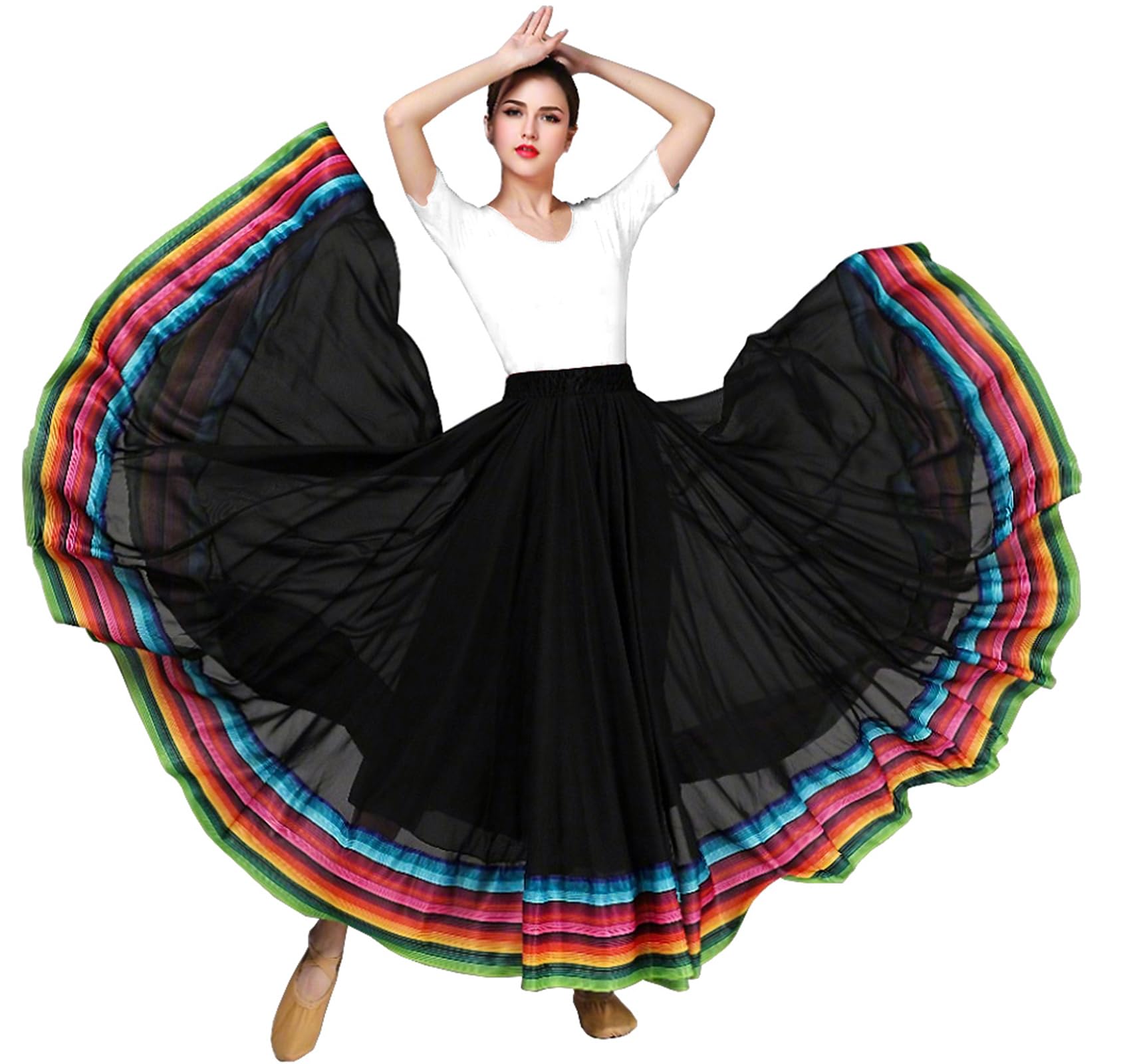 Damen Lyrical Dance Rock - Chiffon Swing Long Skirt for Mexican & Flamenco-Tanz