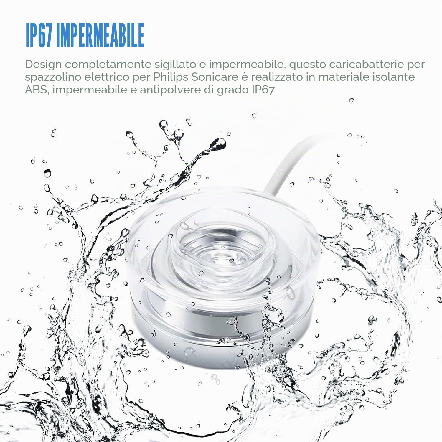 Caricatore per Philips Spazzolino Elettrico, Compatibile con Philips Sonic HX9300 HX9900 Serie, Stazione di Ricarica Induttiva, Portatile, Impermeabile, in ABS Ecologico per Viaggiare