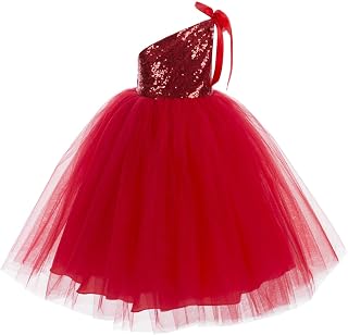 Wish little Baby Girls' Sequins Net Cotton One Shoulder Birthday Parties Wedding Gown Kids Dresses Price In India